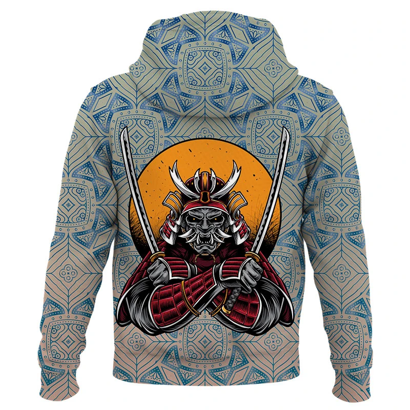Толстовка с 3d-рисунком японского самурайского черепа для мужчин и женщин весны