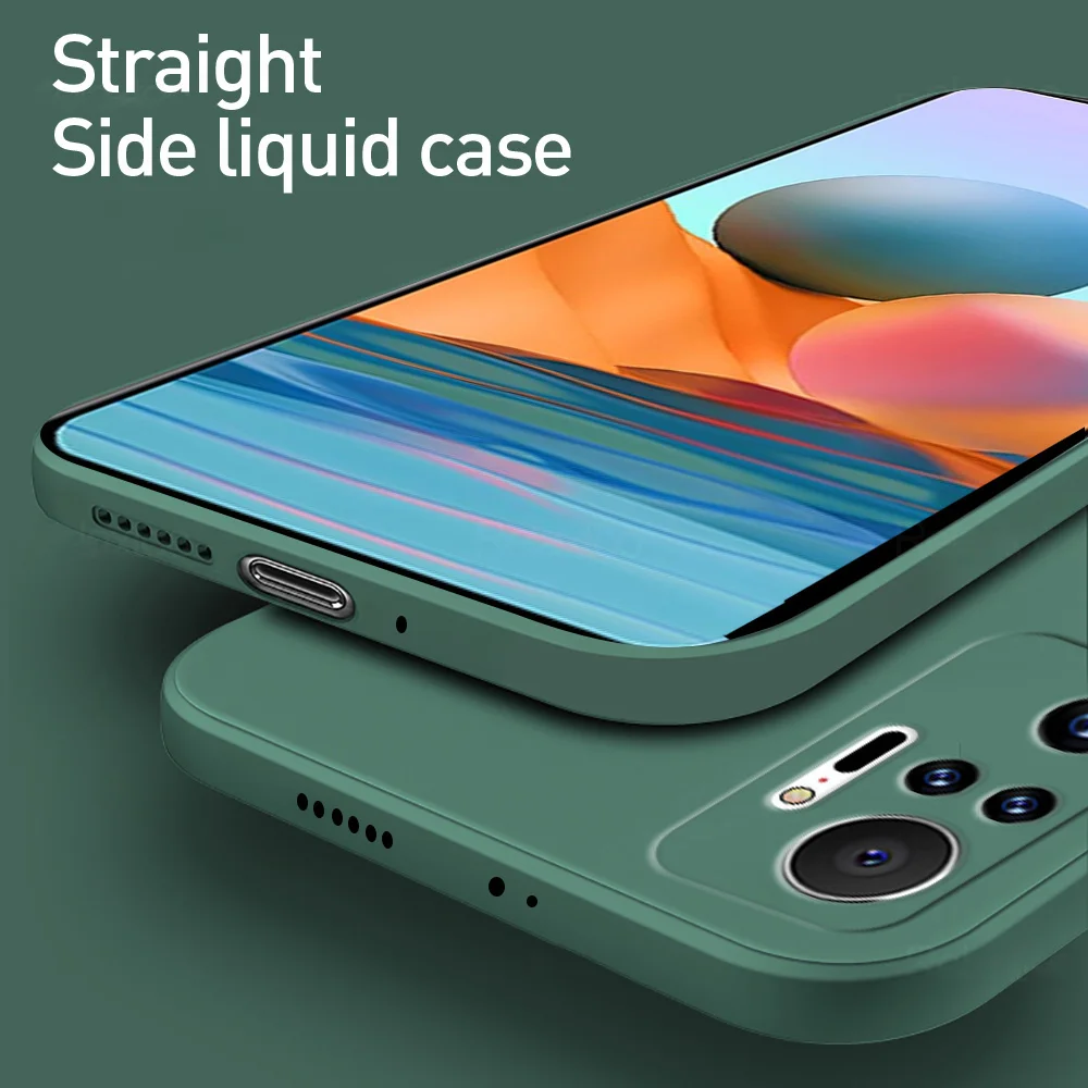 Coque Square Phone Case for Xiaomi Redmi Note 10 Pro Max 10S 10T Original Funda Note10 S T 4G 5G Liquid Silicone Soft Back Cover