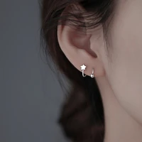 1pcs stainless steel fashion silver color round bead heart star ear buckle rotating wave stud earrings for women simple jewelry