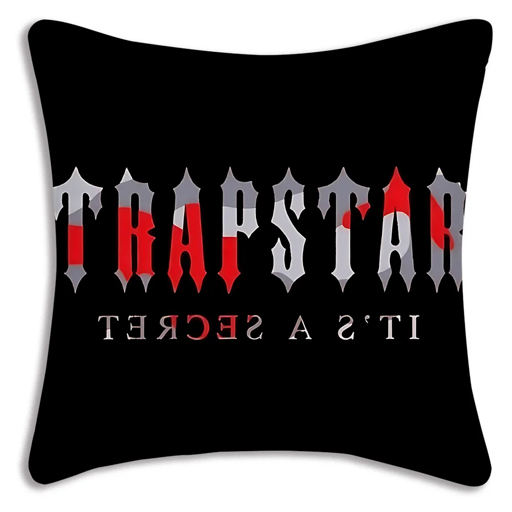 Pillow Covers Cartoon Fashion Letters T-Trapstars Sofa Decorative Home Double-sided Printing Short Plush Cute Cushion Cover