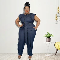 plus size women jean jumpsuit 2022 summer one piece outfits casual lady sexy button club clothing fall fashion denim pants