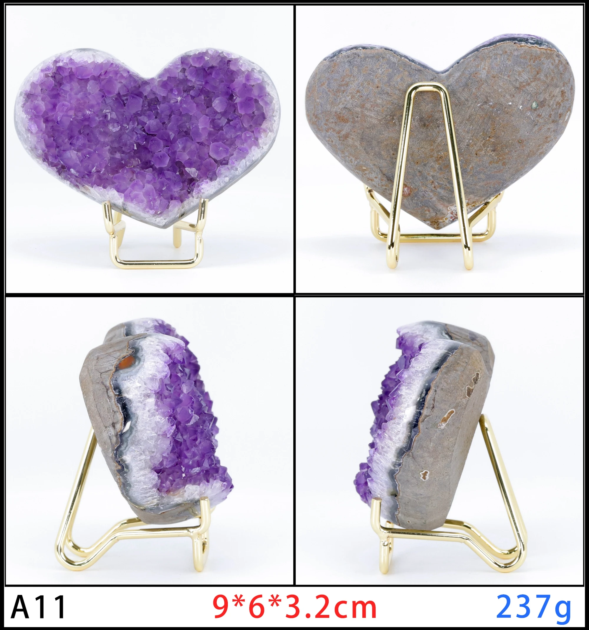 

Натуральный аметистовый геод сердце igeode