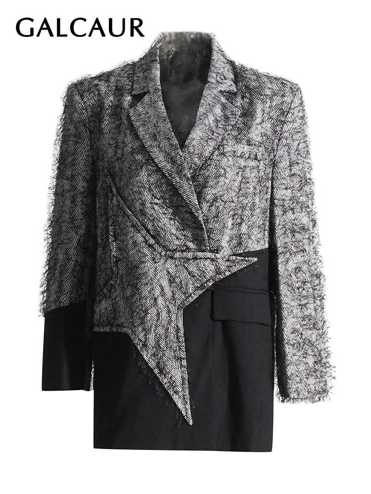 

Женский блейзер с длинным рукавом, с отложным воротником и кисточками