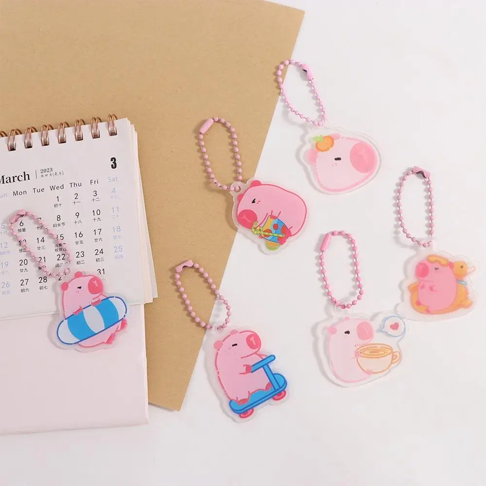 Подарок на день рождения капибара розовая акриловый брелок акриловая креативная