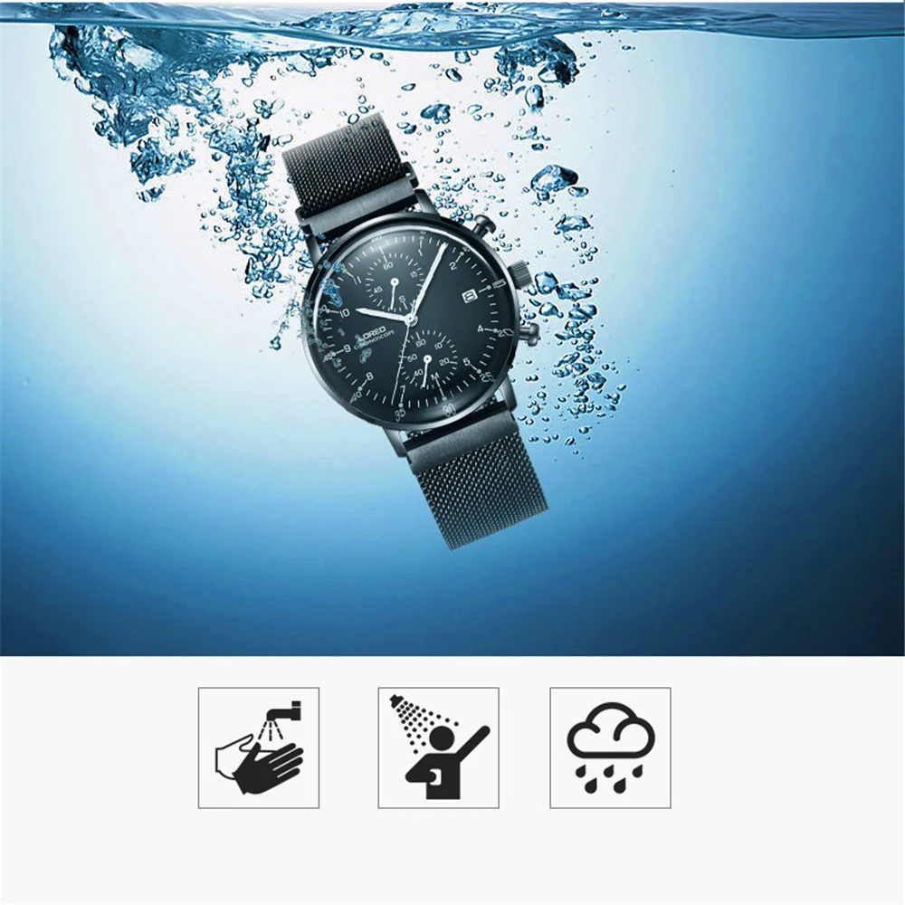LOREO Luxury Brand Silver Steel Quartz Men Steel Watch Waterproof 3ATM Luminous Watches Calendar Watch Dropshipping 2023 images - 6