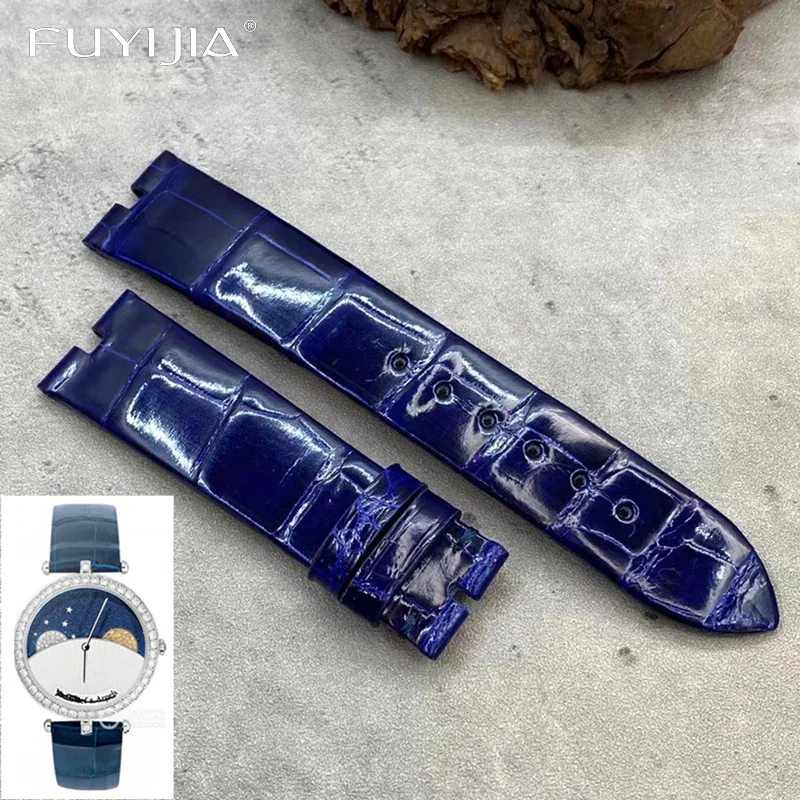 

FUYIJIA Custom VanCleefArpels VCARO90500 Watch Band Crocodile Skin Watchbands 19MM Alligator Strap Handmade Genuine Leather Belt