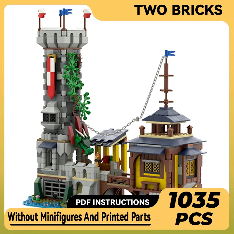 

Moc Building Blocks Castle Model Fortress Outpost Technical Bricks DIY Assembly Construction Toys For Childr Holiday Gifts