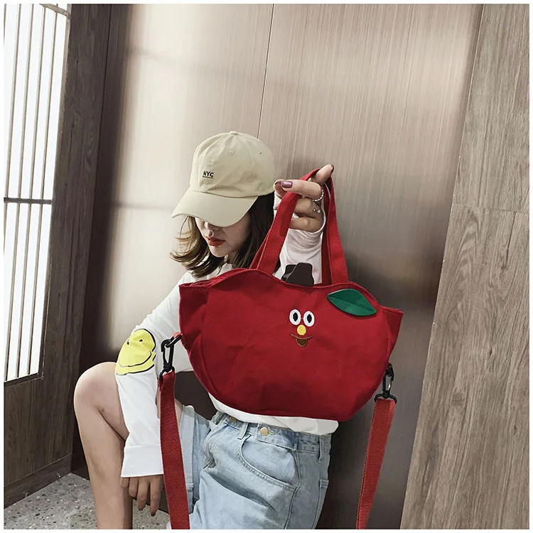 

Cute girl apple small bag Korean version of one shoulder banana handbag students slung mobile phone canvas bag