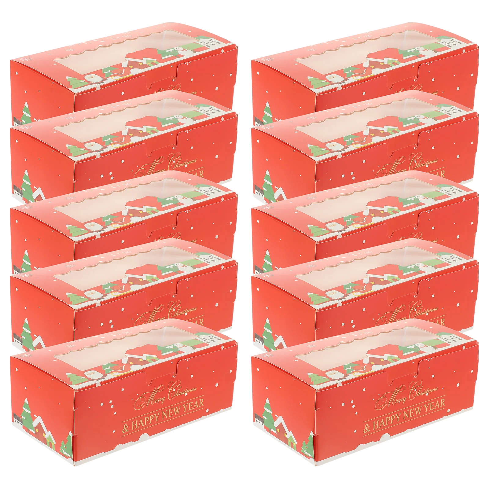 

10pcs Christmas Macaron Boxes Xmas Cookies Packaging Boxes Bakery Container Xmas Party Favor Boxes