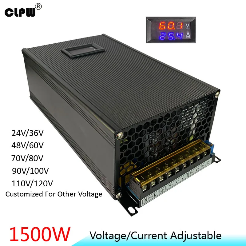 AC To Dc 1500W DC 12 Volt 125a 15v 24v 36v 48v 50v 60v 70v Single Output Digital Display Voltage UPS Adjustable Power Sup