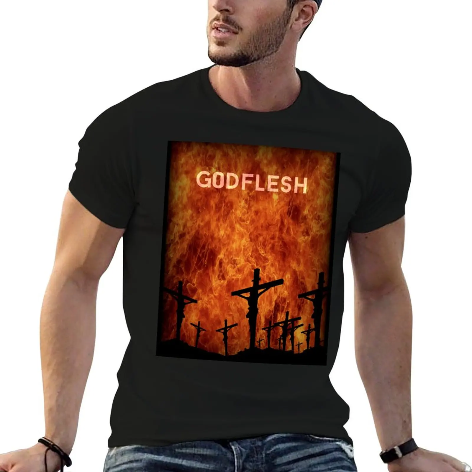 Фото Godflesh - Уличный уборщик. Футболка, забавные футболки, мужская футболка, хлопковые футболки высокого качества для мужчин, мягкая хлопковая футболка №1