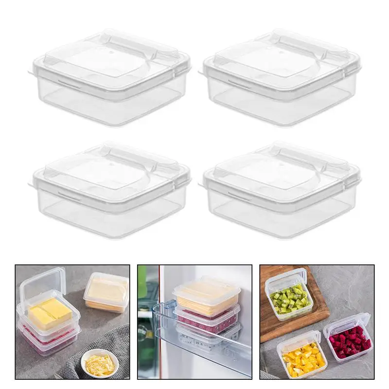 

4Pcs Cheese Slice Storage Cases Butter Boxes Fruit Containers Fresh-Keeping Cases Cheese Slice Storage Box