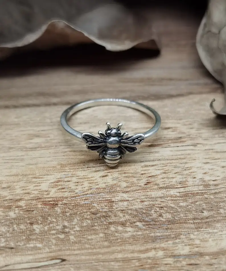 

Bees ring handmade solid statement unique modern anniversary dainty unisex men women beautiful jewelry gift for her mom