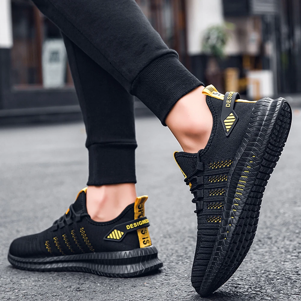 New Men Sneakers Fashion Mesh Casual Shoes Lac-up Breathable Lightweight Walking Sneakers Men Shoes Plus Size Summer Tenis Shoes