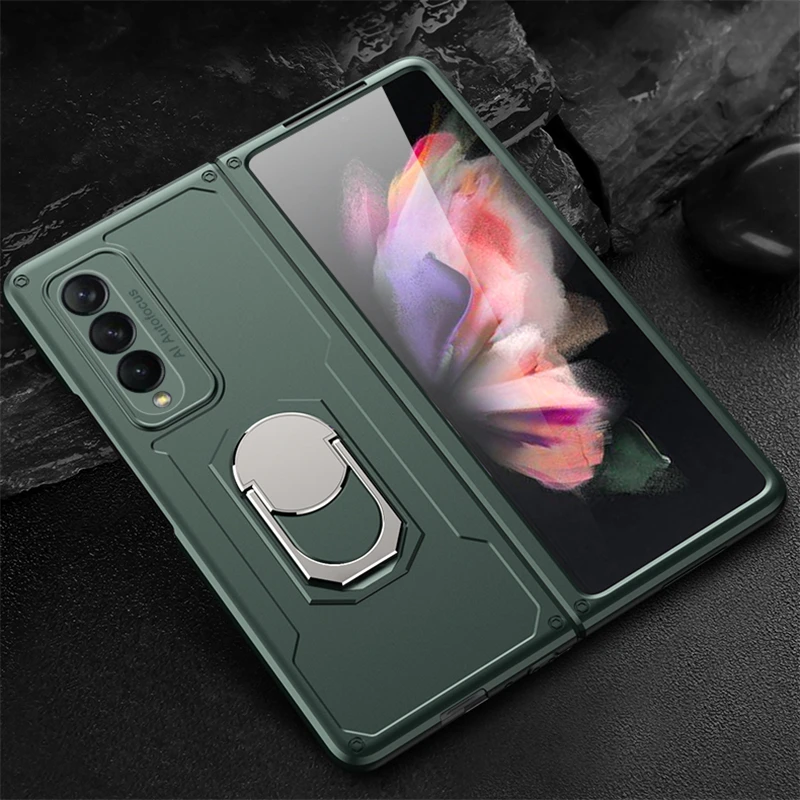 

Folding Stand Ring Holder Phone Hard Case for Samsung Galaxy Z Fold3 5G Fold2 Fold 3 2 W22 W20 Shock Proof Cover Coque