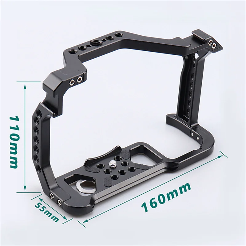 Aluminum Alloy Camera Cage for Canon EOS R6 R5 Protective Frame Rig with Cold Shoe Handle Locating Holes 1/4 3/8 Screw Holes images - 6