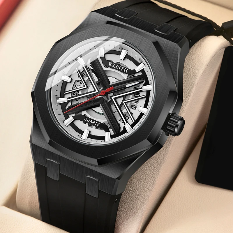 Мужские Кварцевые Наручные Часы С Круглым Лицом И Светящимися Стрелками Функция