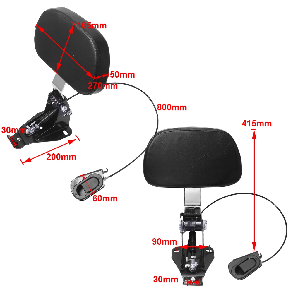 Регулируемая спинка для водителя мотоцикла с хромированным монтажным