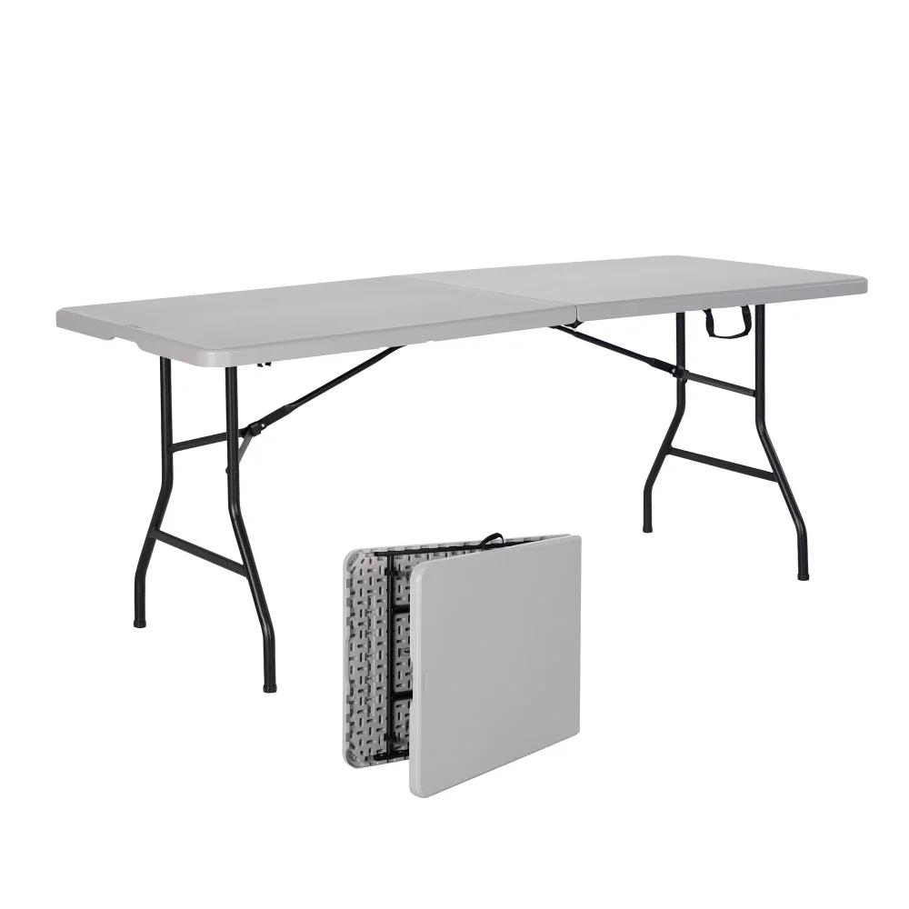 6-Foot Centerfold Table, Gray Portable Camping Table Foldable  Folding Table Camping