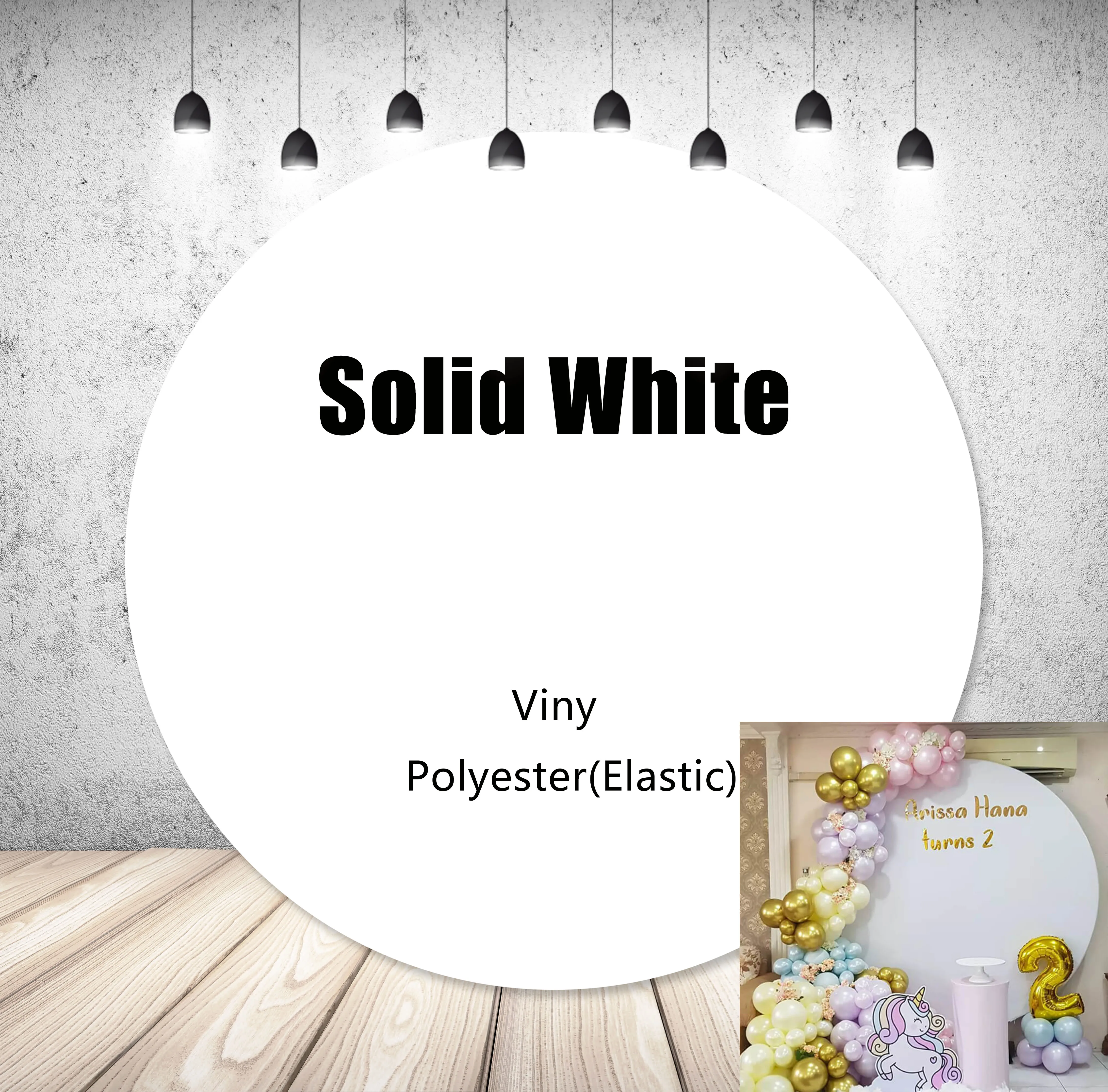 

DIXSG Solid White Round Banner Background Kids Birthday Baby Shower Wedding Circle Photography Custom Elastic Photo Studio Props