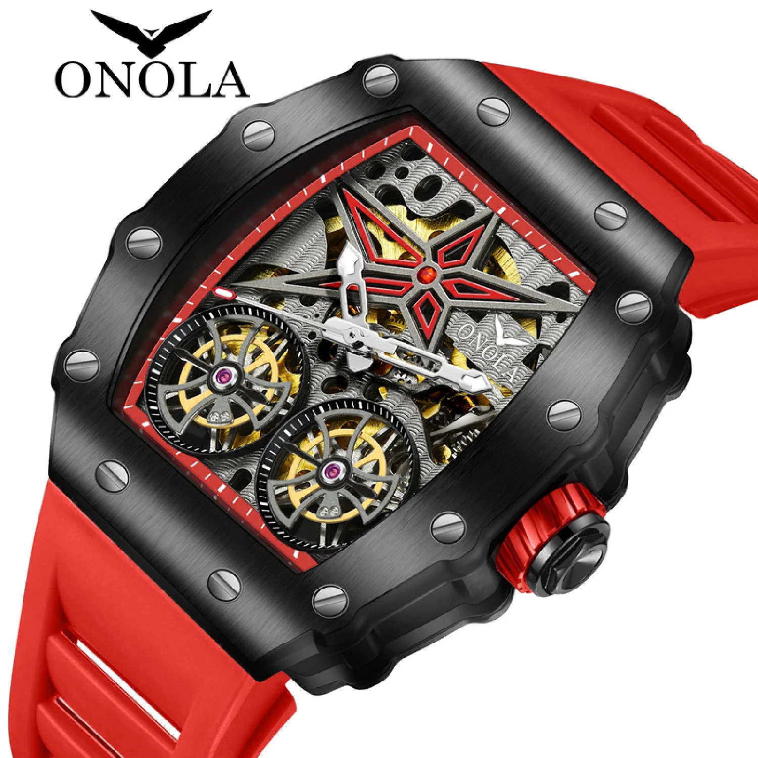 

New Full Automatic Mechanical Men Watch ONOLA Brand Fashion Hollow Luxury Watches Men Waterproof Clock