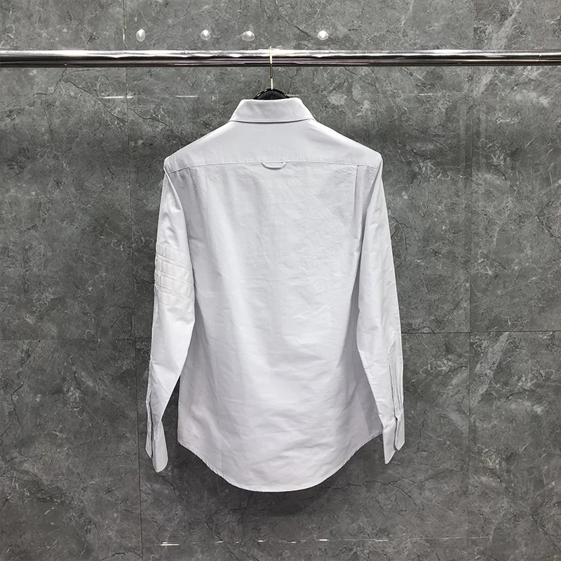 TB Spring New Men's Shirt Oxford Long-sleeved White Shirt Business Casual White Four-bar Cotton White Shirt Single Breasted Suit