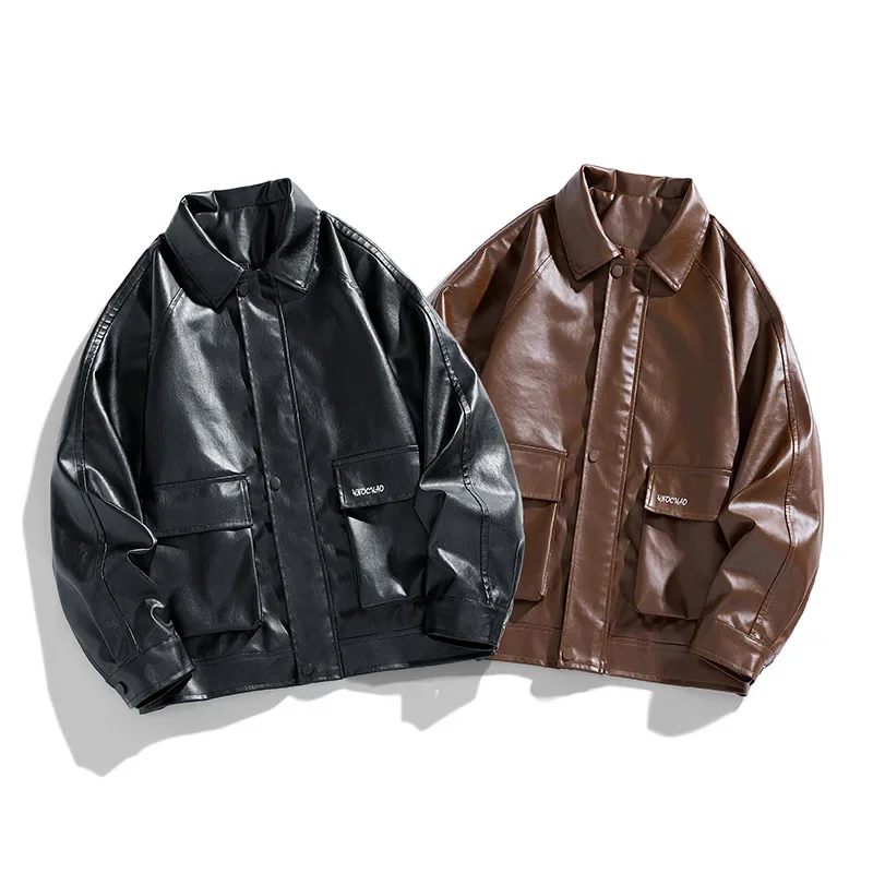Мужское высококачественное пальто из искусственной кожи мужская мотоциклетная