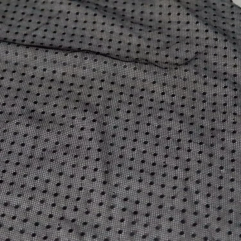 Жаккардовая эластичная кружевная сетчатая ткань в горошек для девочек тюлевое