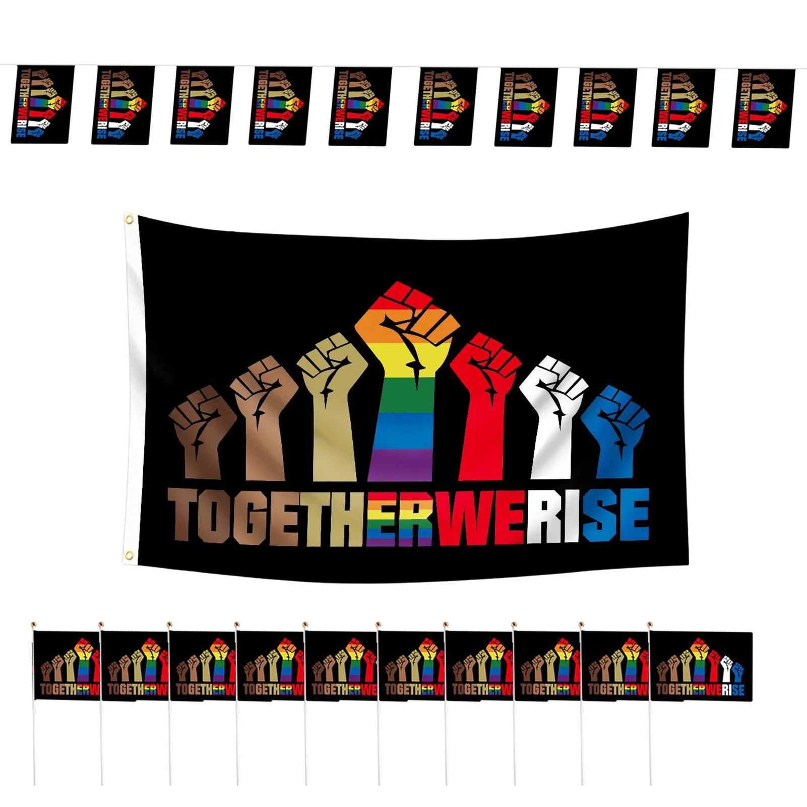 

12 шт., Радужный Флаг ЛГБТ, флаг-гордость, флаг с гордостью ЛГБТ, флаг-гордость с радужной лентой, ручная мини-палка