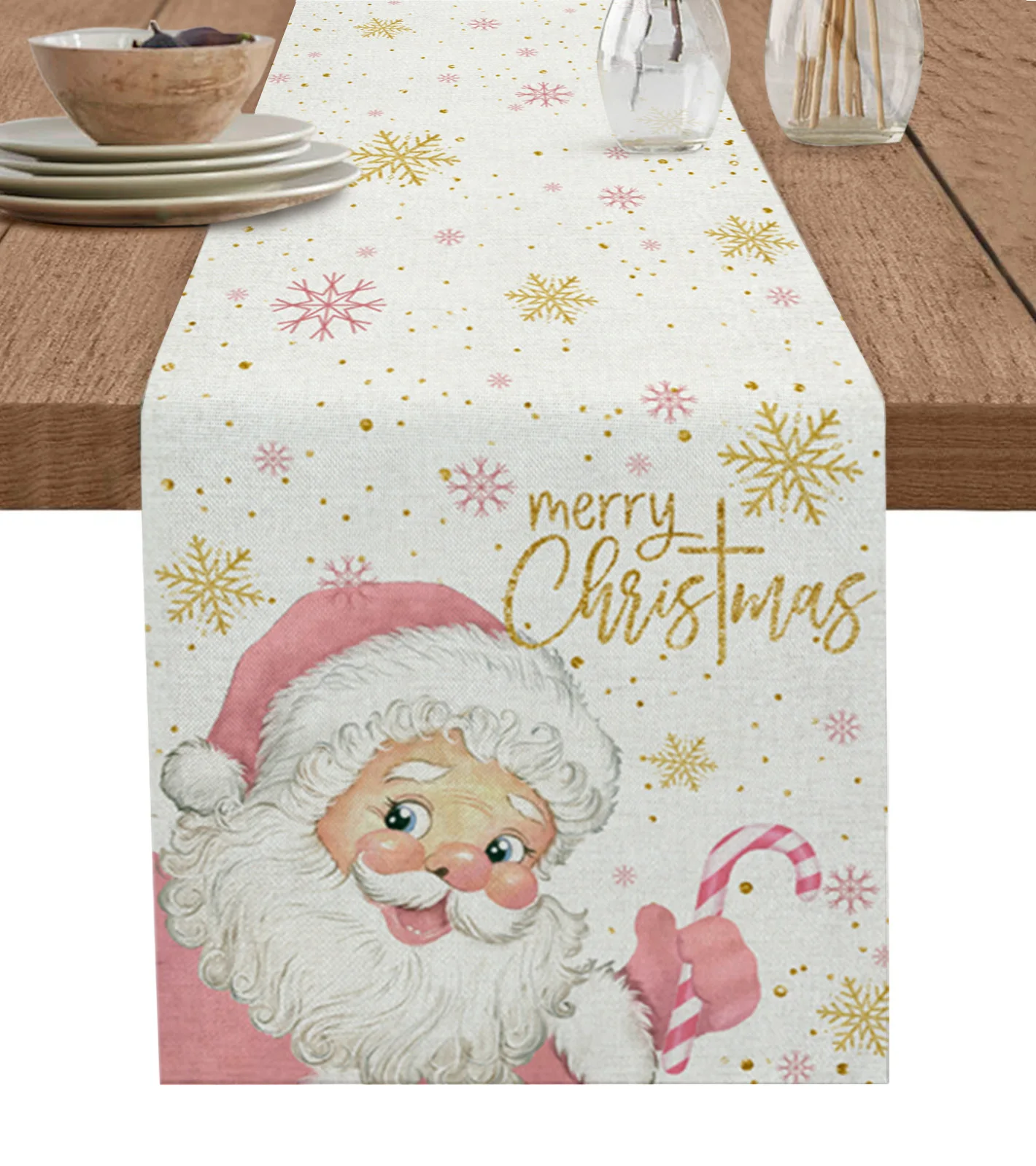 

Счастливого Рождества, розовый старый человек, Фотофон, Свадебный декор, настольная дорожка, кухонный журнальный столик, обеденный стол, ткань, украшение для дома