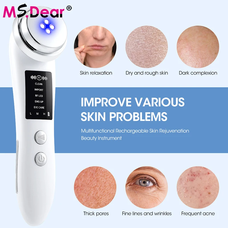 

EMS Micro Current Essence Import Radio Frequency Skin Rejuvenation Facial Massager Firming Lifting Cleaning Anti Aging Wrinkle