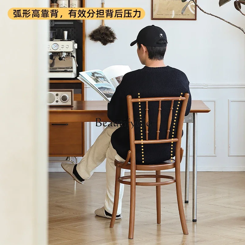 Скандинавский обеденный стул из цельного дерева домашний стол сонет со спинкой в