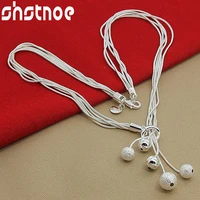 925 sterling silver five snake chain frosted smooth bead ball necklace 18 inch for women engagement fashion jewelry