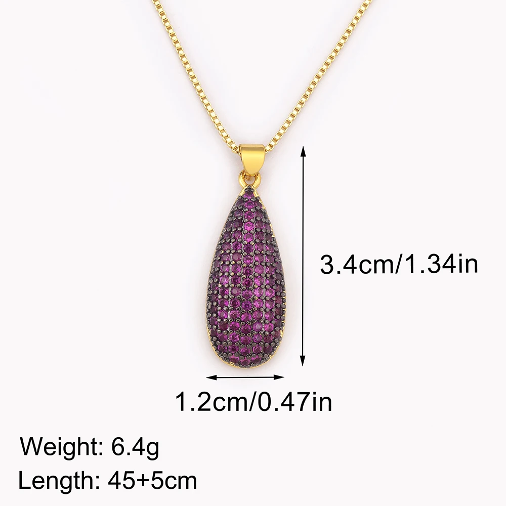 AIBEF Роскошная форма капли 6 цветов кулон со стразами женское ожерелье медь циркон