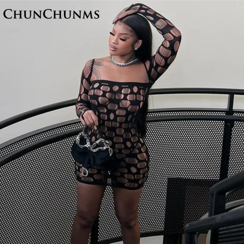 

Sexy Hollow Out Knitted Strapless Tight See Through Dress For Women Stretch Slim Bandage Club Midnight Robes Short Party 2023