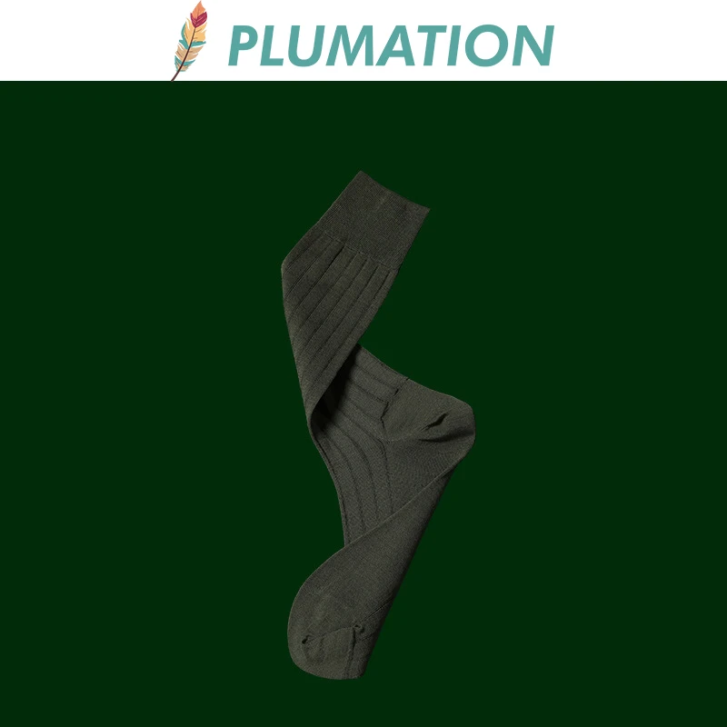 Men's Dressing High Socks Large Size Mercerized cotton Dual-needle Luxury Fashion Spring Summer Formal Wear 6 Colors