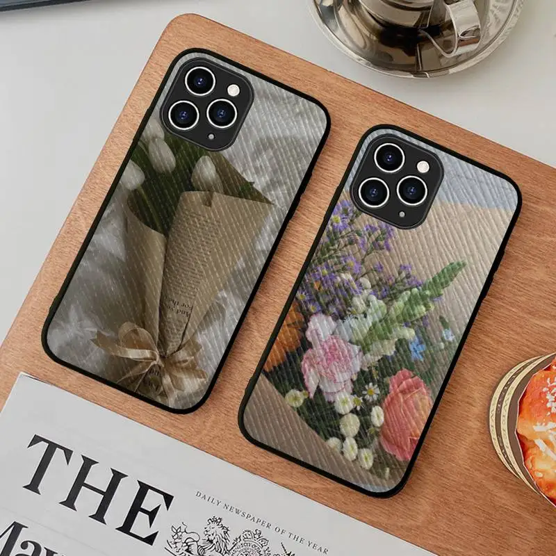 

Bouquet Phone Case Hard Leather Case for iPhone 11 12 13 Mini Pro Max 8 7 Plus SE 2020 X XR XS Coque