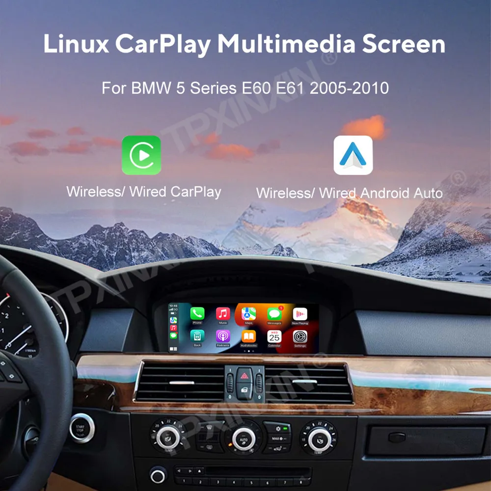 Система Linux для BMW 5 серии E60 E61 E63 E64 2004 -2010 Беспроводная Carplay Android авто FM DSP DAB WIFi GPS RDS
