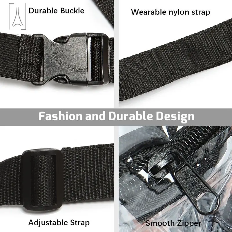 2 Pack Clear Fanny Pack Stadium Approved Transparent Waterproof PVC Waist Bag Clear Purse Adjustable Belt Bag  Women Men, Travel