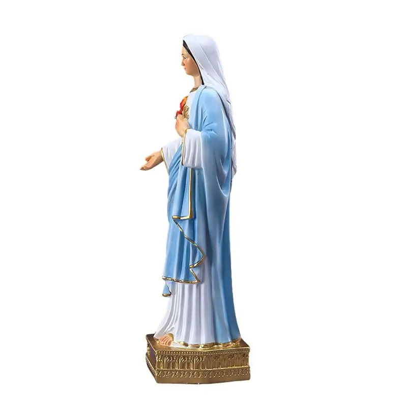 

8.66Inch Blessed Virgin Mary Figurine Pastel Color Mother Mary Statue Resin Stone Religious Christian Figurine Decoration