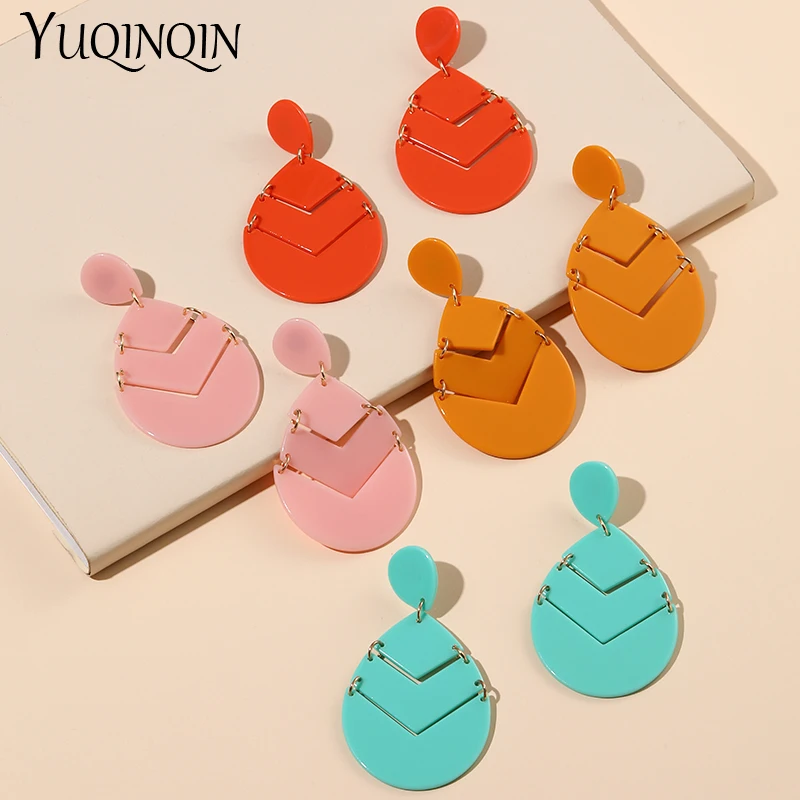 

New Resin Drop Earrings For Women 2022 Trending Luxury Designer Geometric Long Earings Korean Style Elegant Summer Cute Brincos