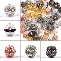 10 50pcslot ab color metal rhinestone beads round loose beads for jewelry making diy necklace bracelet accessories 681012mm