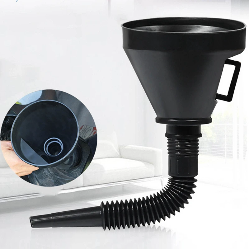 

2 In 1 Car Funnel Automotive Fuel Funnel With Extendable Flexible Spout And Handle Car Petrol Filter Funnel Flexible Spout Car