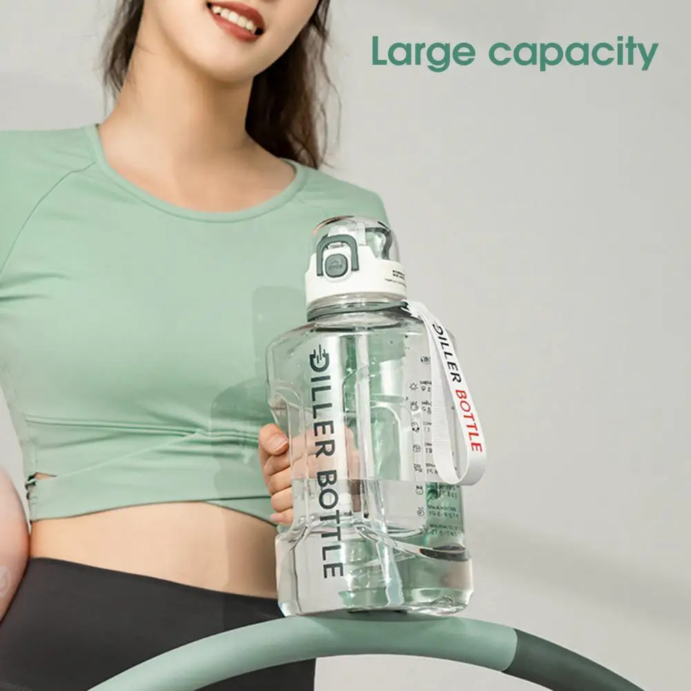 

1700ml Water Bottle Leakproof Ergonomics Handle Reusable Milk Juice Drinking Straw Cup Sports Bottles