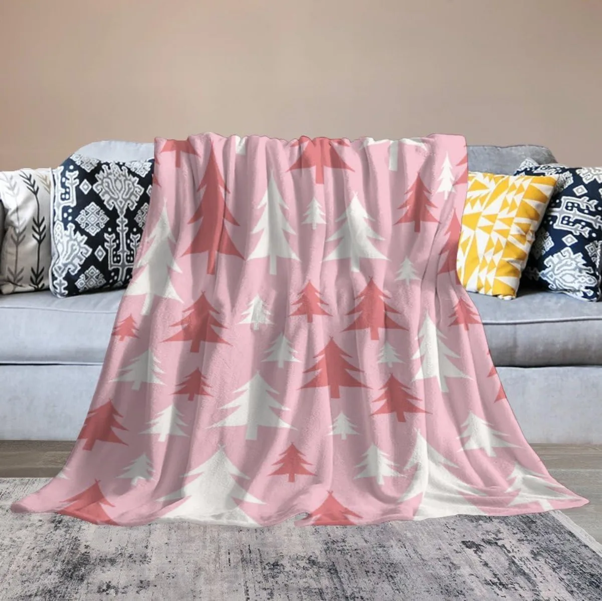 Christmas Blanket Soft Warm Candy Cane Lightweight Flannel Plush Fuzzy Blankets Gift for Women Kids Boys Teens