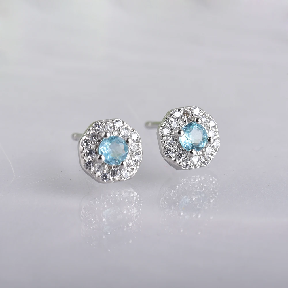 ITSMOS Aqua апатитовые серьги синие серьги-гвоздики кристалл крошечные бриллианты