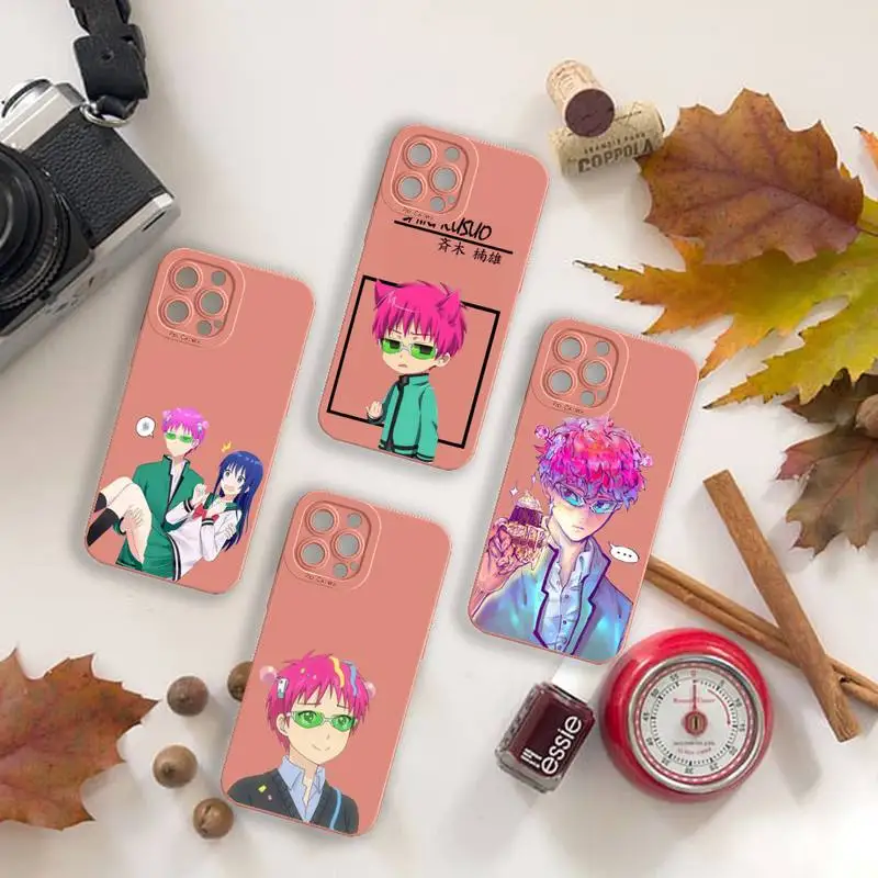 

The Disastrous anime Saiki Kusuo Phone Case For iPhone 13 12 11 Pro MAX Mini X XS XR 7 8 Plus Camera Lens Liquid Silicone