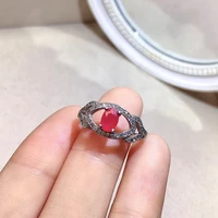 fashion silver eye ring for party 0 5ct 4mm6mm 100 natural ruby silver ring solid 925 silver ruby ring