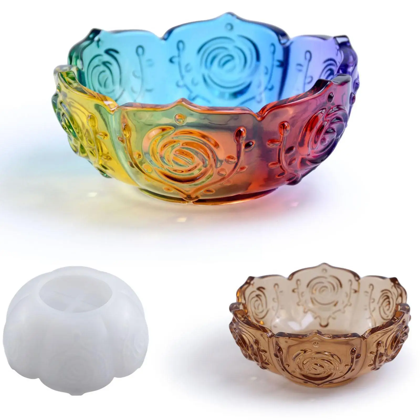 

Rose Shape Silicone Mold Candle Holder Storage Box Mold Aroma Ashtray Gypsum Silicone Mold I6k6