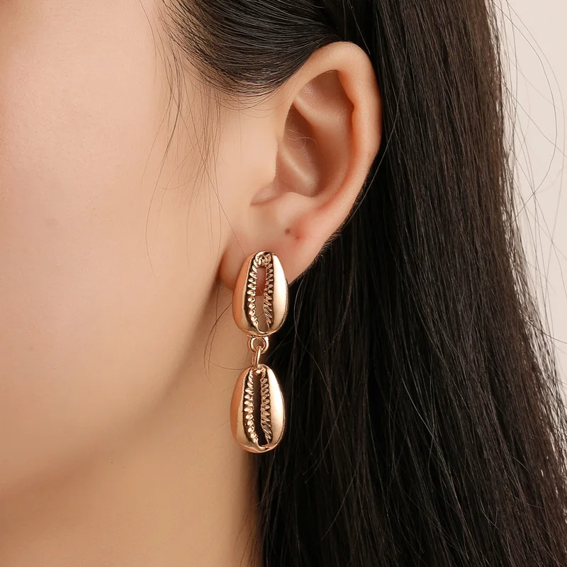 

Earrings for Women Fashion Beach Hollow Shell Earrings Creative Dumb Gold Shell Earrings Niche Light Tassel Jewelry for Women